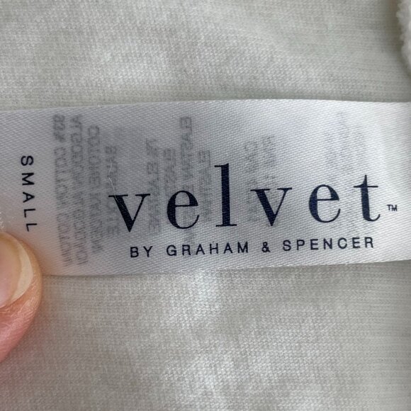 Velvet By Graham & Spencer LS Mock Neck Lightweight Cotton Blend Top White Sz S - Picture 11 of 13